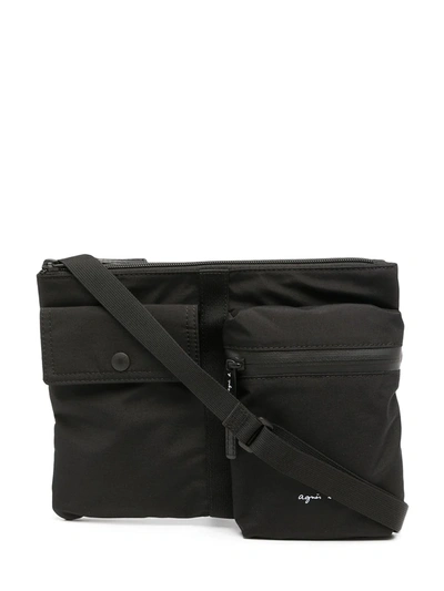 Shop Agnès B. Zip-up Messenger Bag In 黑色
