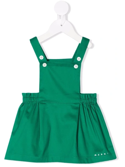 Shop Marni Logo-print Flared Sleeveless Dress In 绿色