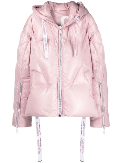Shop Khrisjoy Hooded Down-padded Jacket In 粉色