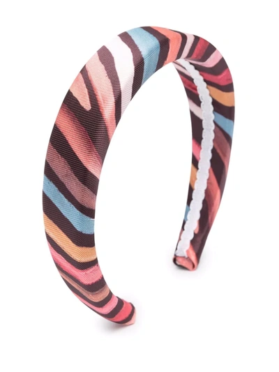 Shop Mi Mi Sol Diagonal Stripes Headband In 粉色