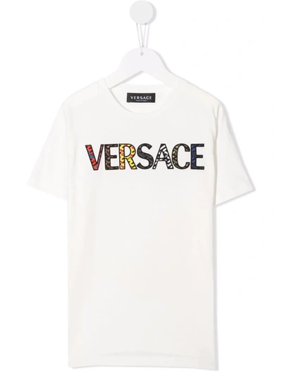 Shop Versace Logo Print T-shirt In 白色