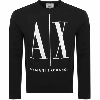 Shop Armani Exchange Crew Neck Logo Sweatshirt Black