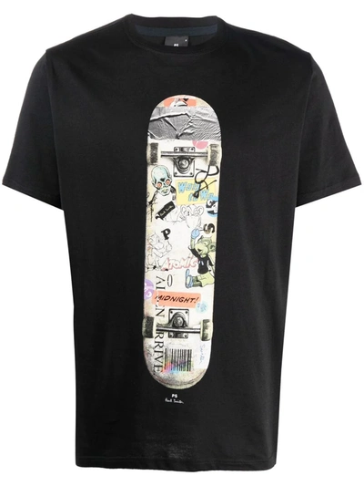 Shop Ps By Paul Smith Skateboard-print T-shirt In Schwarz