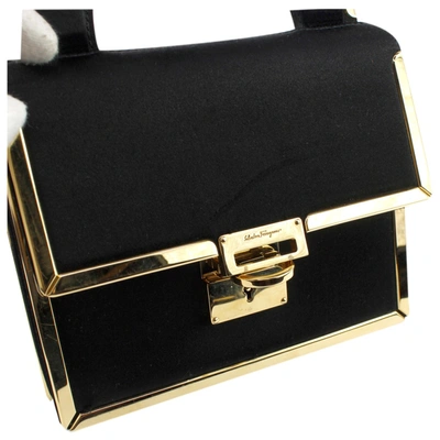 Pre-owned Ferragamo Sofia Silk Handbag In Black