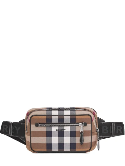 Shop Burberry Brown Check Cotton Canvas And Leather Bum Bag
