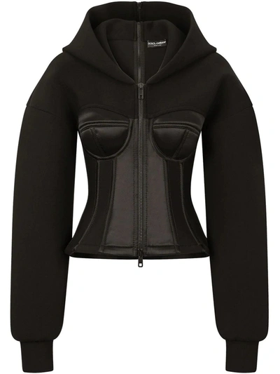 Shop Dolce & Gabbana Black Hooded Jacket In Nero