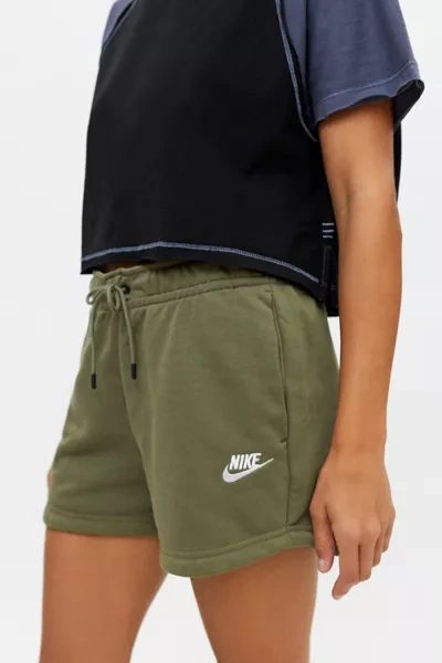 Shop Nike Sportswear Essential Fleece Short In Olive