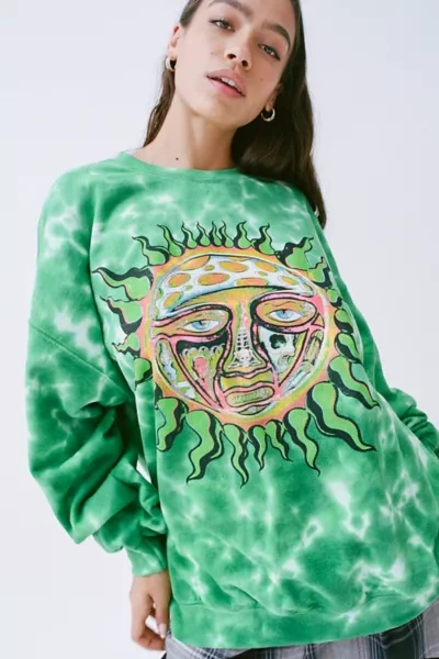Urban Outfitters Sublime Sun Dye Tech Crew Neck Sweatshirt In Green Multi |  ModeSens
