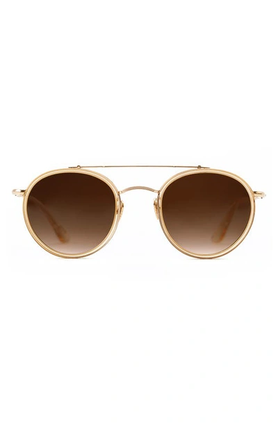 Shop Krewe Porter 50mm Gradient Round Sunglasses In 24k Titan Champ/ Amber