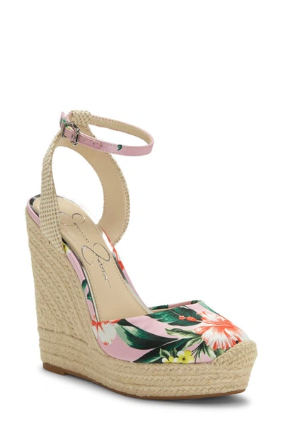 Jessica Simpson Zestah Ankle Strap Espadrille Wedge In Pink Multi