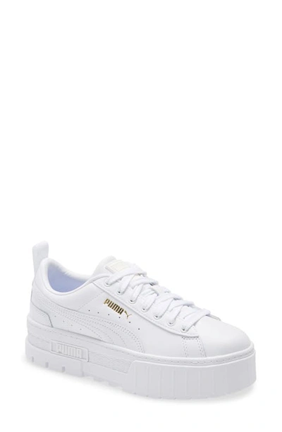 Shop Puma Mayze Classic Platform Sneaker In  White