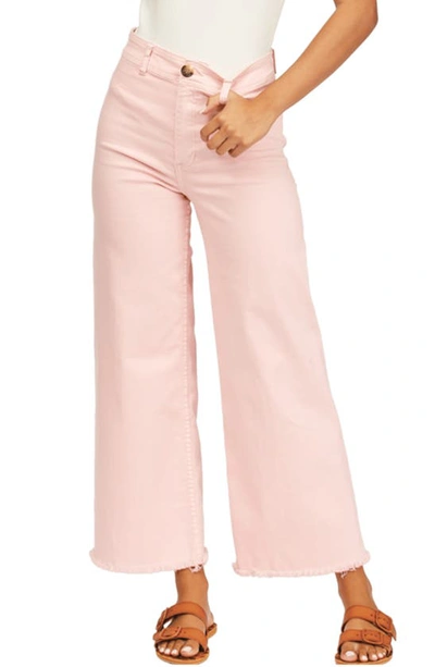 Shop Billabong Free Fall Stretch Cotton Crop Wide Leg Pants In Tickled Pink