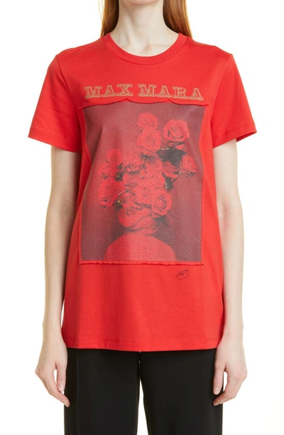 Shop Max Mara Rosso Cotton Graphic Tee