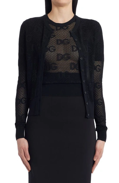 Shop Dolce & Gabbana Logo Knit Cardigan In Black