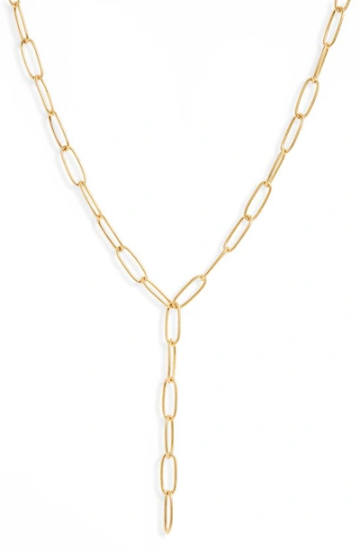 Shop Madewell Paper Clip Y-necklace In Vintage Gold