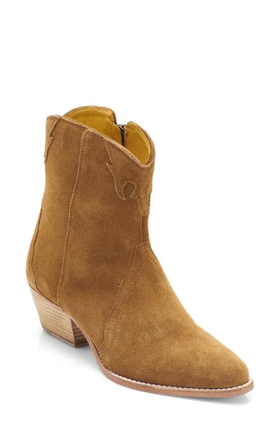 Shop Free People New Frontier Western Bootie In Camel Suede