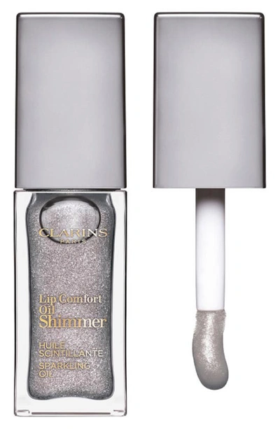 Shop Clarins Lip Comfort Shimmer Oil, 0.24 oz In Silver