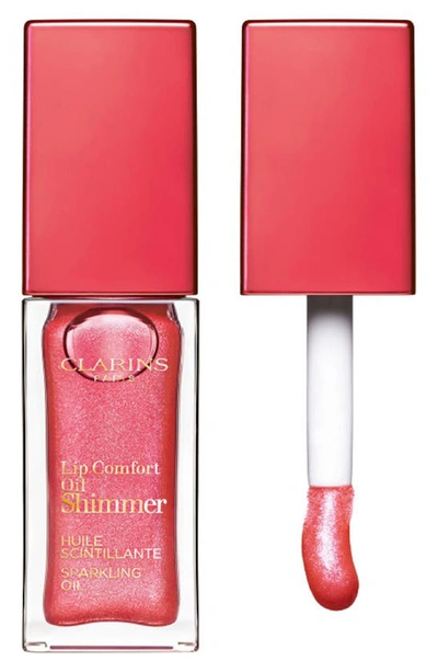 Shop Clarins Lip Comfort Shimmer Oil, 0.24 oz In Flashy Pink