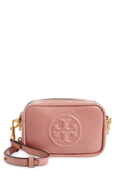 Tory Burch Perry Bombé Almond Leather Cross-body Bag In Nude