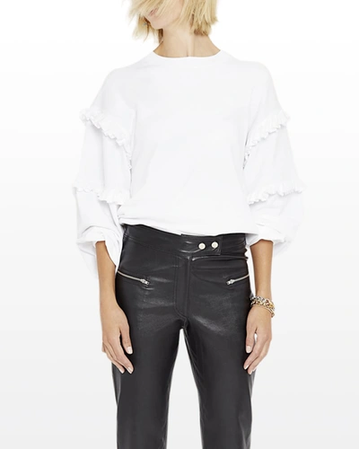 Shop Rebecca Minkoff Evelyn Ruffle-sleeve Sweatshirt In Sage