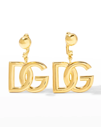 Shop Dolce & Gabbana Dg Logo Drop Earrings In Gold