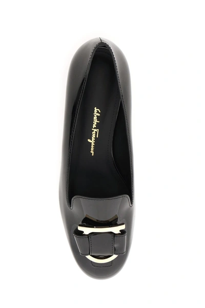 Shop Ferragamo Salvatore  Anyu Gancini Loafers In Black