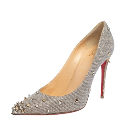 Pre-owned Christian Louboutin Gold/silver Lurex Fabric Degraspike Pointed Toe Pumps Size 38