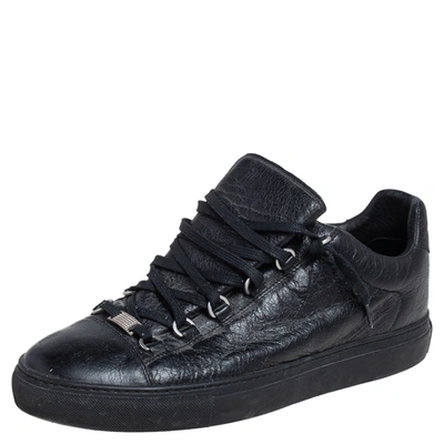 Pre-owned Balenciaga Black Leather Arena Low Top Sneakers Size 42