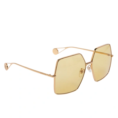 Pre-owned Gucci Gold Tone/yellow Gg0536s Oversized Sunglasses
