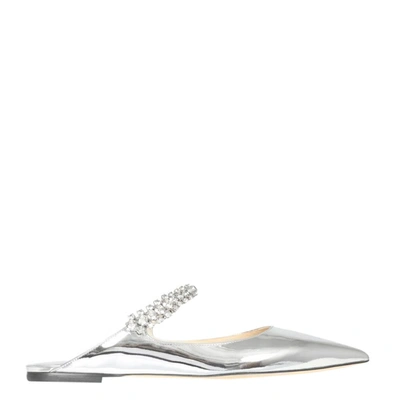 Pre-owned Jimmy Choo Silver Glitter Crystal Pearl Baily Flat Size It 37.5