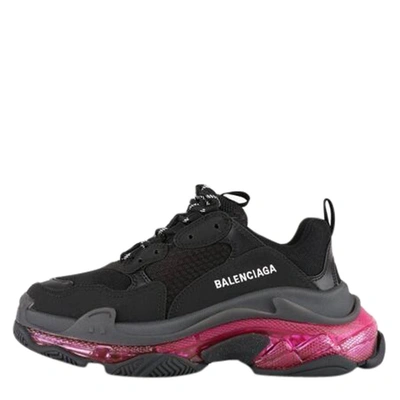 Pre-owned Balenciaga Black/pink Triple S Clear Sole Sneakers Size Eu 40