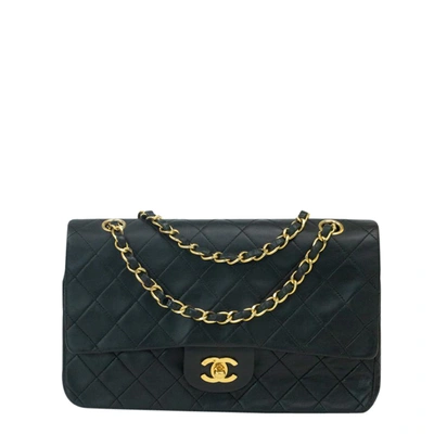 Pre-owned Chanel Black Leather Vintage Double Flap Bag