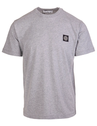 Shop Stone Island Man Regular Fit Grey T-shirt With Logo