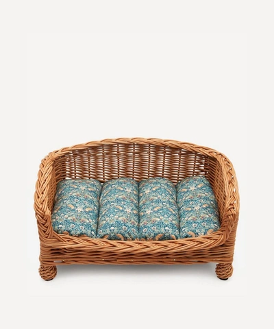 Coco & Wolf Strawberry Thief Rattan Dog Bed In Green