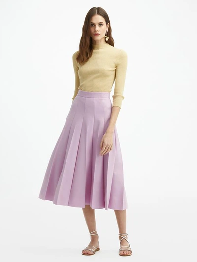 Shop Oscar De La Renta Pintuck Pleated Skirt In Lupine