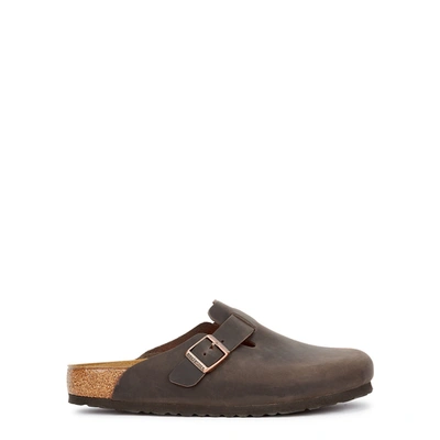 Birkenstock Boston Oiled Leather Mules In Brown