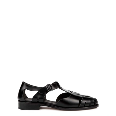 Shop Hereu Pesca Black Leather Sandals