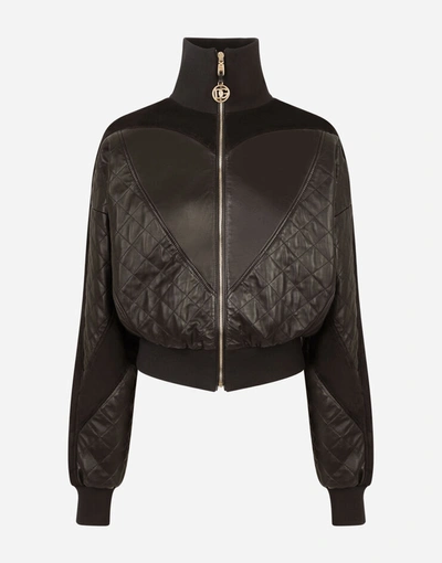 Shop Dolce & Gabbana Quilted Leather And Suede Jacket In Black