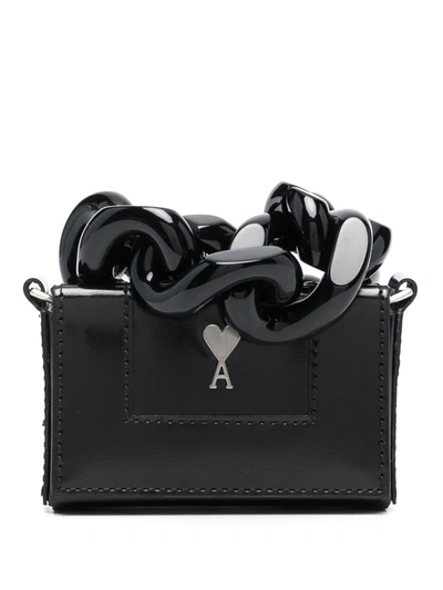 Shop Ami Alexandre Mattiussi Mini Ami De Coeur Box Chain Bag In Black