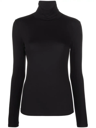 Shop Majestic Roll Neck Long-sleeved Top In Black