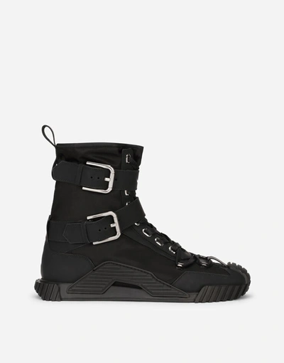 Shop Dolce & Gabbana Rubberized Calfskin And Nylon Ns1 High-top Sneakers In Black