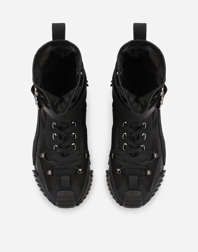 Shop Dolce & Gabbana Rubberized Calfskin And Nylon Ns1 High-top Sneakers In Black