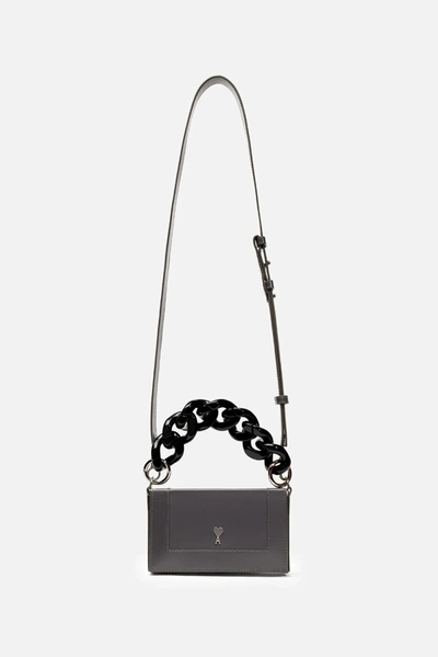 Shop Ami Alexandre Mattiussi Ami De Coeur Chain Box Bag In Grey