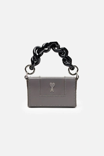 Shop Ami Alexandre Mattiussi Ami De Caur Chain Mini Box Bag In Grey