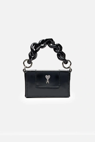 Shop Ami Alexandre Mattiussi Ami De Caur Chain Mini Box Bag In Black