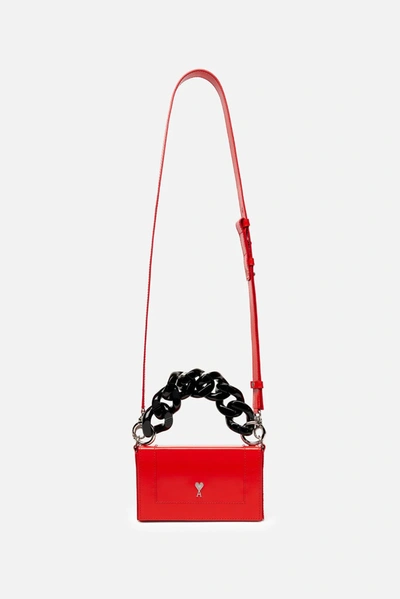 Shop Ami Alexandre Mattiussi Ami De Coeur Chain Box Bag In Red