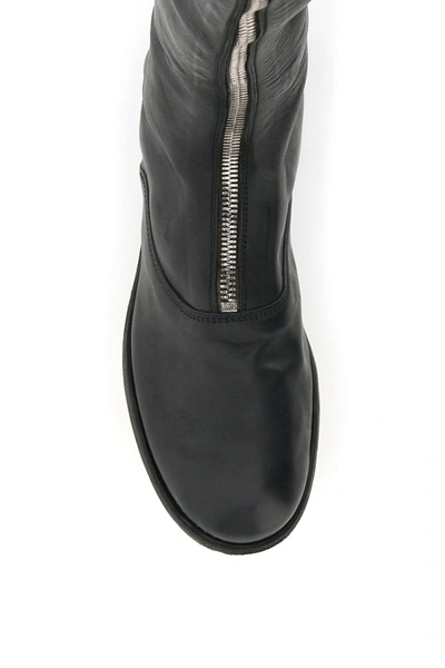 Shop Guidi Front Zip Leather Boots In Black