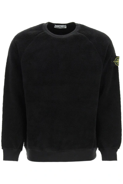 Shop Stone Island Cotton Teddy Sweatshirt In Black