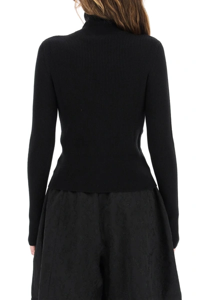 Shop Patou Narrow Ribbed Sweater With Turtleneck In Black