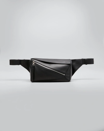 Shop Loewe Men's Puzzle Leather Belt Bag In Black